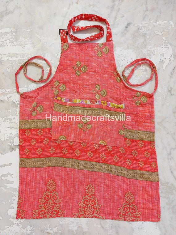 Vintage Kantha Handmade Cotton Quilted Patchwork Apron