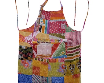 Vintage Kantha Handmade Cotton Quilted Patchwork Apron