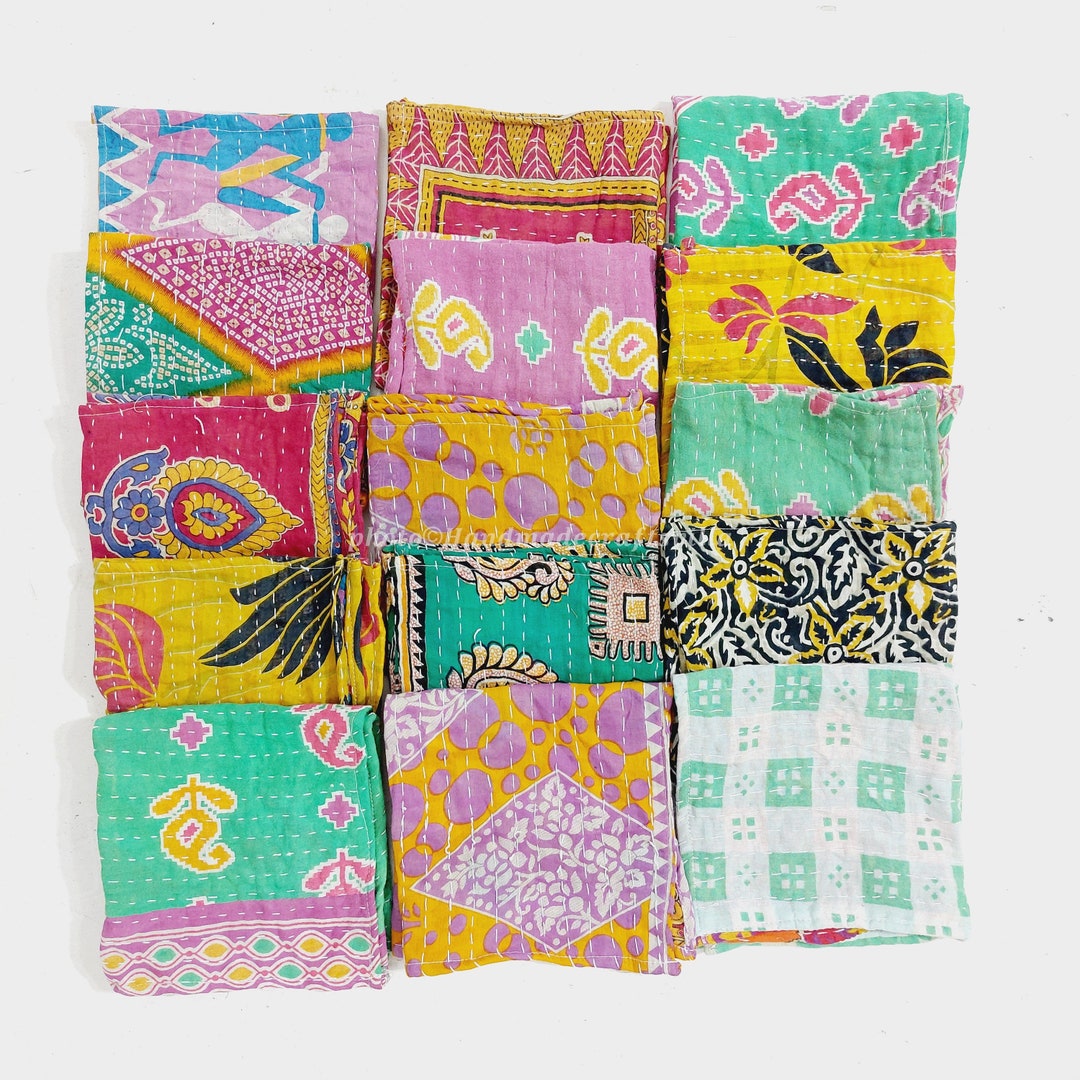 Set of 20 Pcs Wholesale Lot of Napkins Set, Cotton Kantha Napkins for