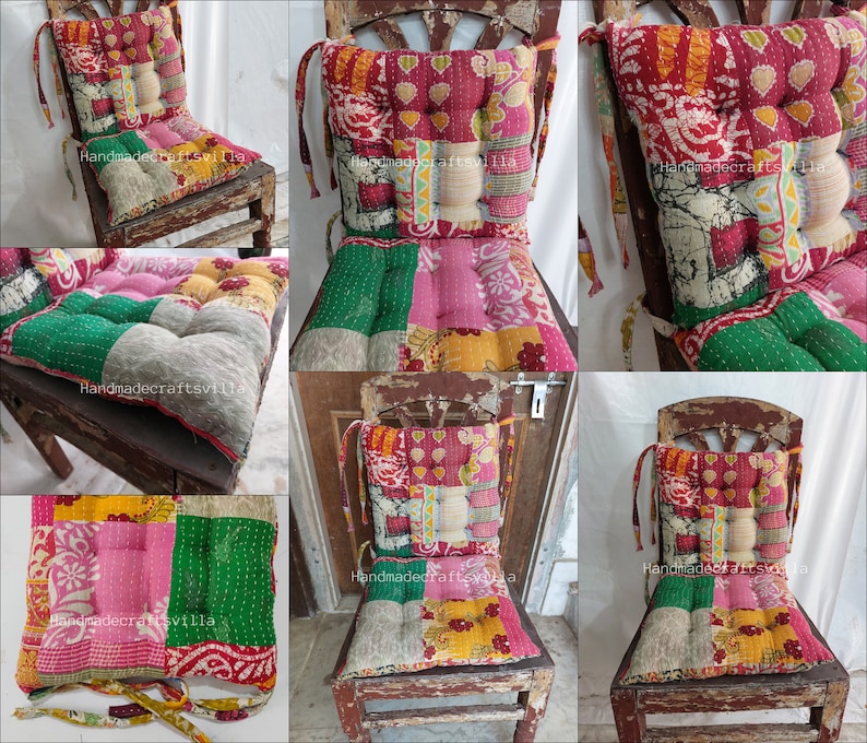 Kantha handmade Soft chair seat pad dining bed room garden kitchen mat cushion Seat Pad Rocking Chair Pad Garden Bench Cushion Pad 1 Piece image 1