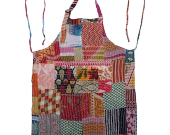 Vintage Kantha Handmade Patchwork Quilted Apron, Bohemian Cotton Apron apron for women/Christmas gift/kitchen apron