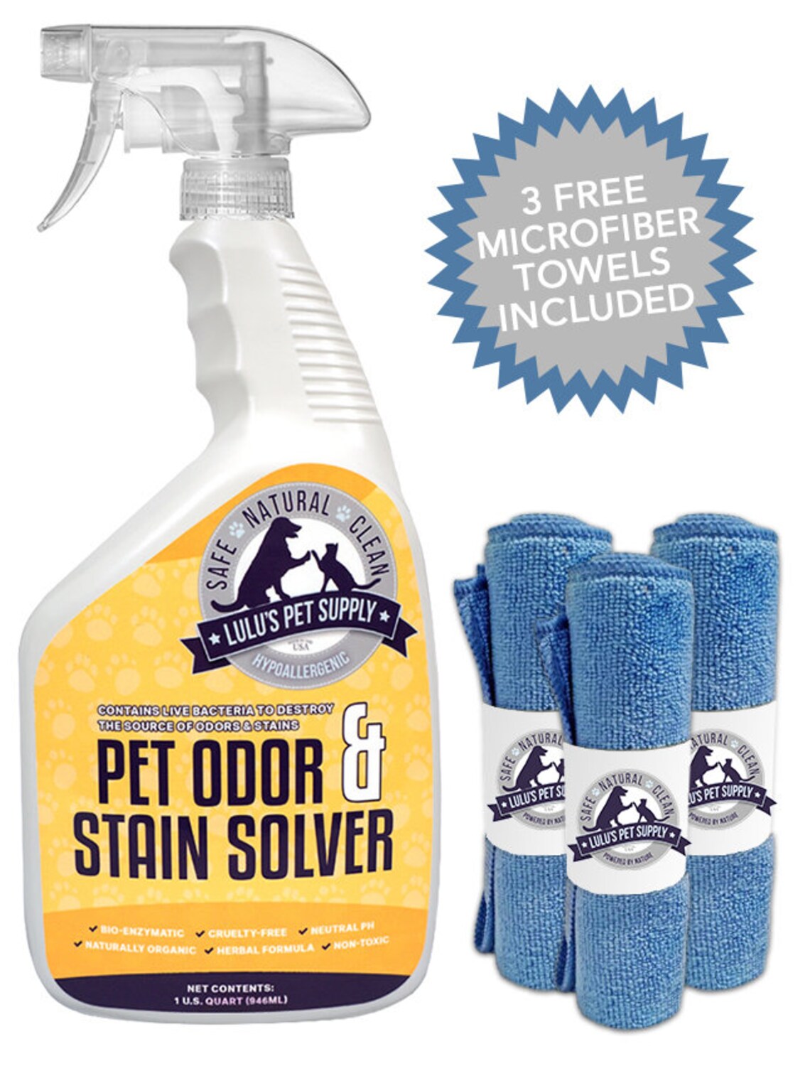 Natural Pet Odor & Urine Stain Remover Spray for DogsCats // Etsy