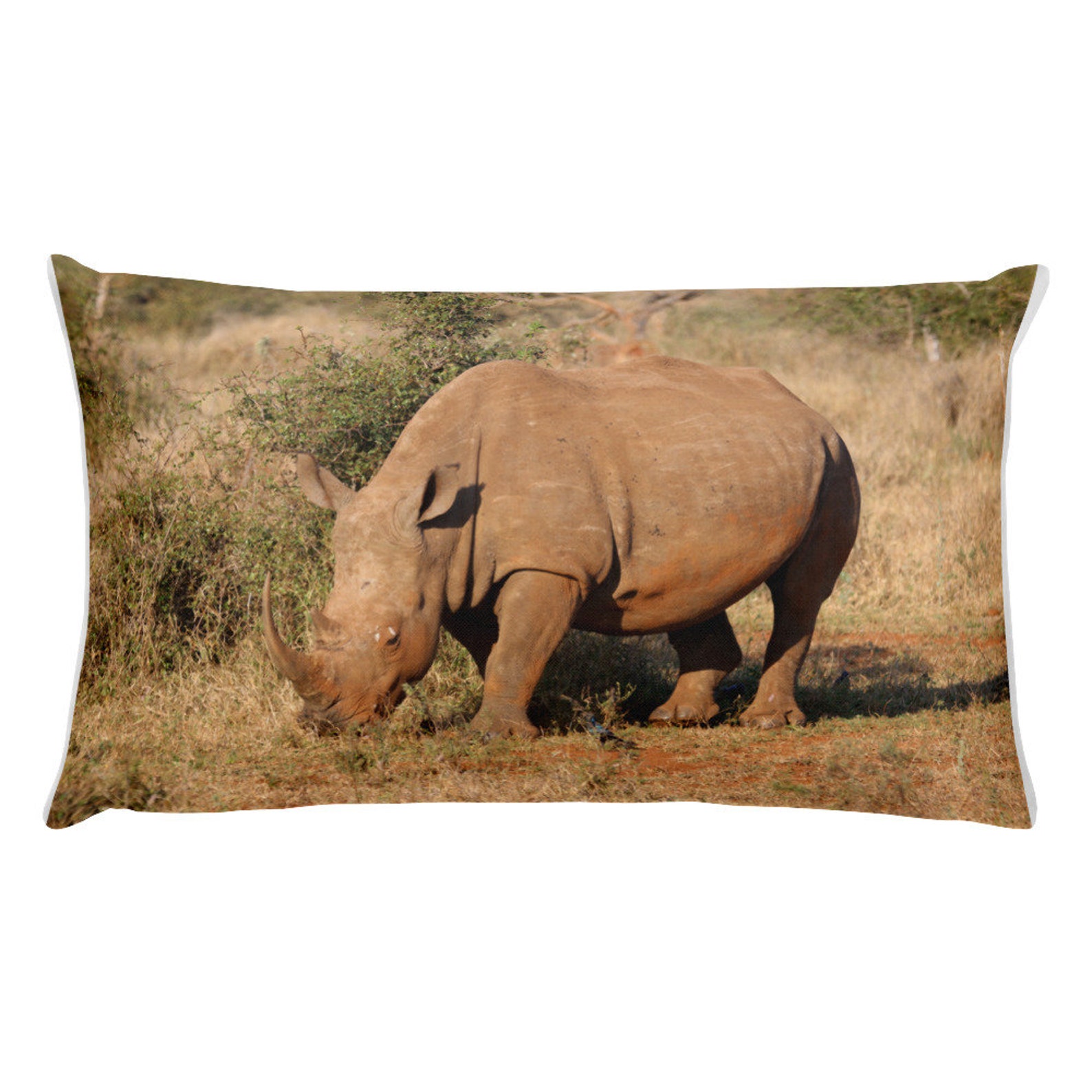 White Rhino Throw Pillow Etsy
