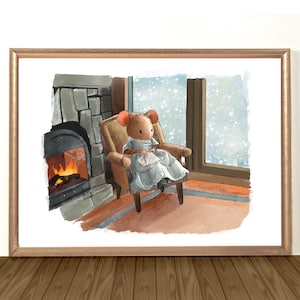 Impression d'art illustration de livre pour enfants, impression d'art pour chambre de bébé, impression d'art pour enfants des bois - oeuvre d'art murale fantaisiste pour chambre d'enfant, impression de souris mignonne