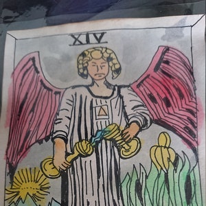 TEMPERANCE, original Tarot Kartenkunst Malerei, signiert Künstler, Aquarell und pen und ink