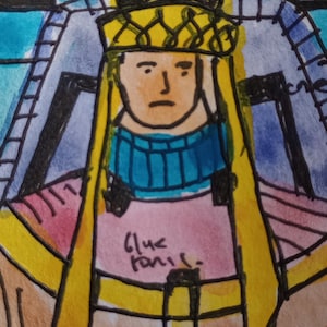 Pintura original de la carta del tarot EL HIEROFANTE, firmada por el artista, acuarela, pluma y TINTA, alrededor de 1909