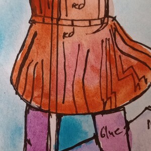SIETE DE OROS, pintura original de la carta del tarot, artista firmada, acuarela y pluma y tinta
