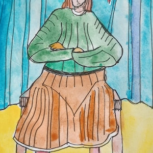 NUEVE DE COPAS, pintura original de la carta del tarot de 1909, acuarela y pluma y tinta