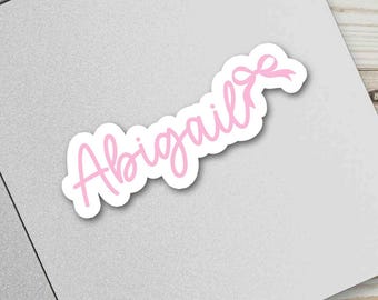 Personalized Coquette Bow Sticker: Girly Custom Name Laptop Decal