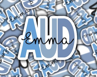 Pegatina personalizada de audiología AUD: regalo para audiólogos