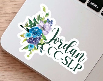 Personalized Floral SLP Sticker: Custom Speech Therapist Decal
