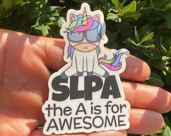 Pegatina de unicornio de SLPA: regalo para asistente de patología del lenguaje y el habla