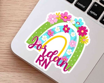 Custom Nurse Sticker: Personalized Rainbow Gift