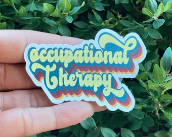 Occupational Therapy Sticker: Retro Word Art, OT COTA Gift