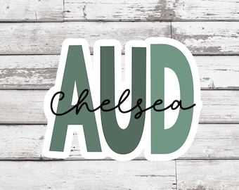 Pegatina personalizada de audiología AUD: regalo para audiólogos