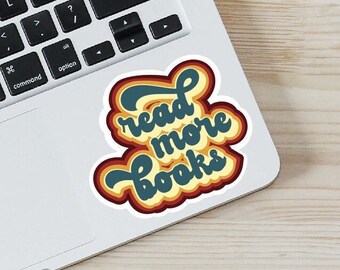 Pegatina retro para amantes de los libros: "Leer más libros" para portátil
