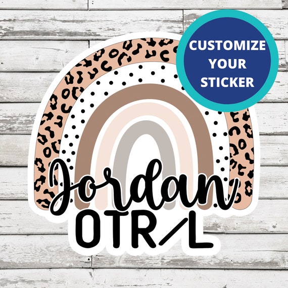 Personalized Occupational Therapy Sticker: Leopard Rainbow OT Decal