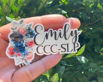 Floral CCC-SLP Sticker: Personalized Speech Language Pathologist Decal