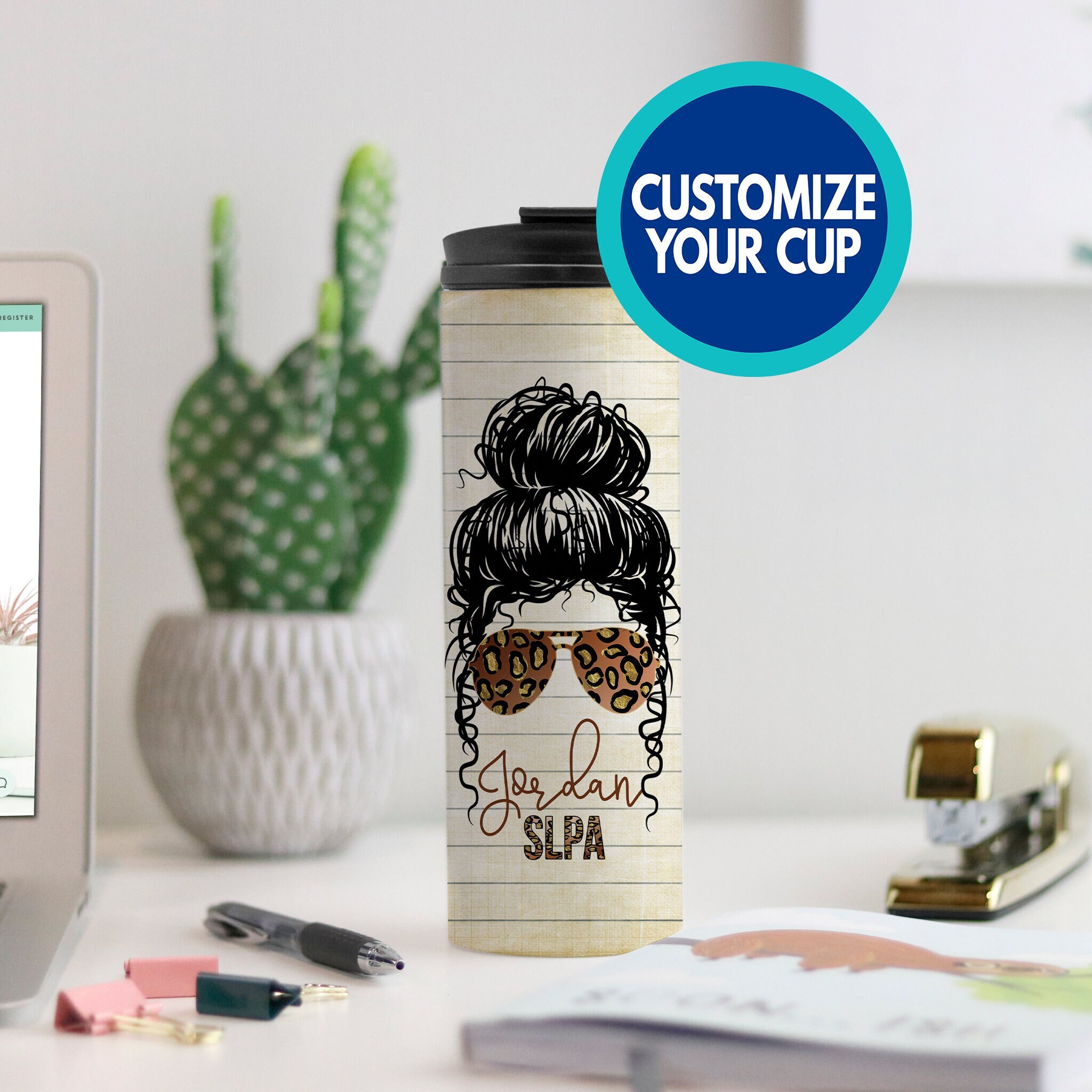 Customized SLPA Speech Therapy Tumbler With Leopard Accents - Etsy