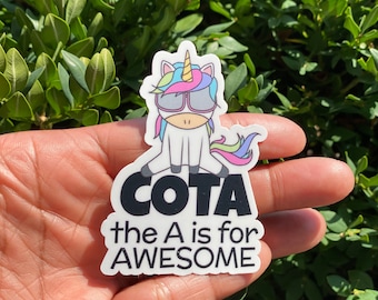Pegatina de unicornio COTA: Calcomanía troquelada de asistente de terapia ocupacional