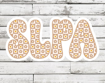SLPA Sticker: Retro Floral Speech Therapy Gift