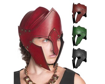 Leather Helmet - Dragon Rider - Larp armour