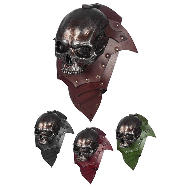 Leather Shoulder - Bone Lord Metal Colors (Single) - LARP Armor Piece Shoulder Armor Skull