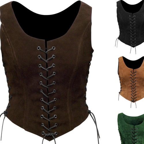 Suede Bodice With Lacing Adventuress Sizes 34-46 LARP - Etsy