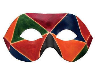 Venetian Leather Mask - Colombina Arlecchino de cuoio