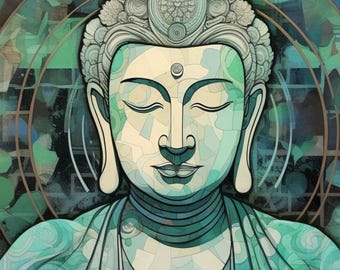 5 bilder av Buddha, 2 x 7 x 5 och 3 x 5 x 7, för kort, scrapbooking eller skräpjournaling.