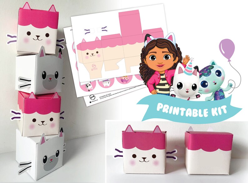 Kit Printable Gabby S Dollhouse Instant Downloaded Box Garland Etsy Australia