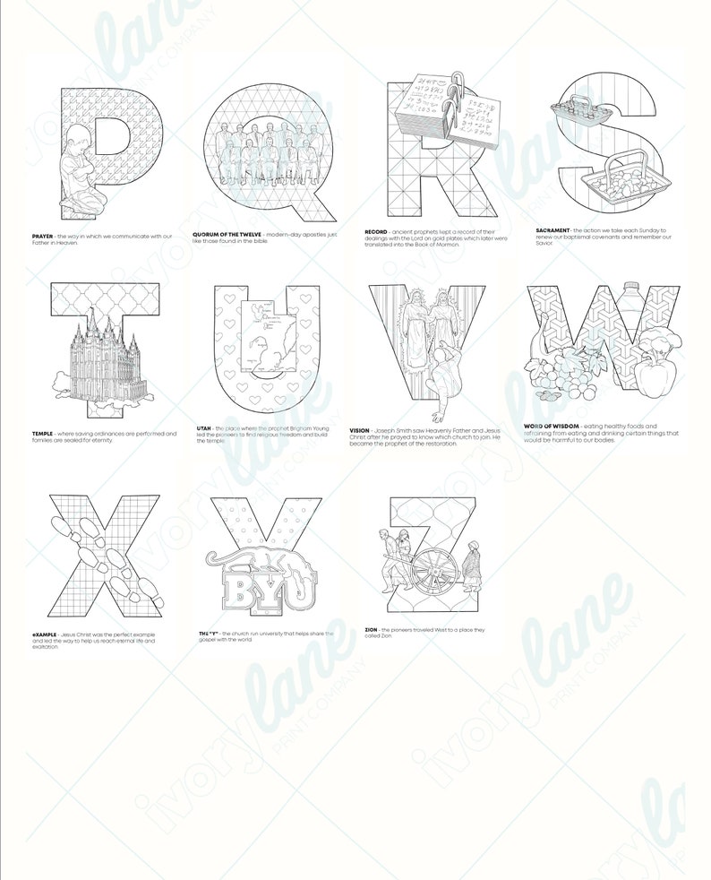 Download LDS Alphabet Coloring Pages / Printable PDF | Etsy