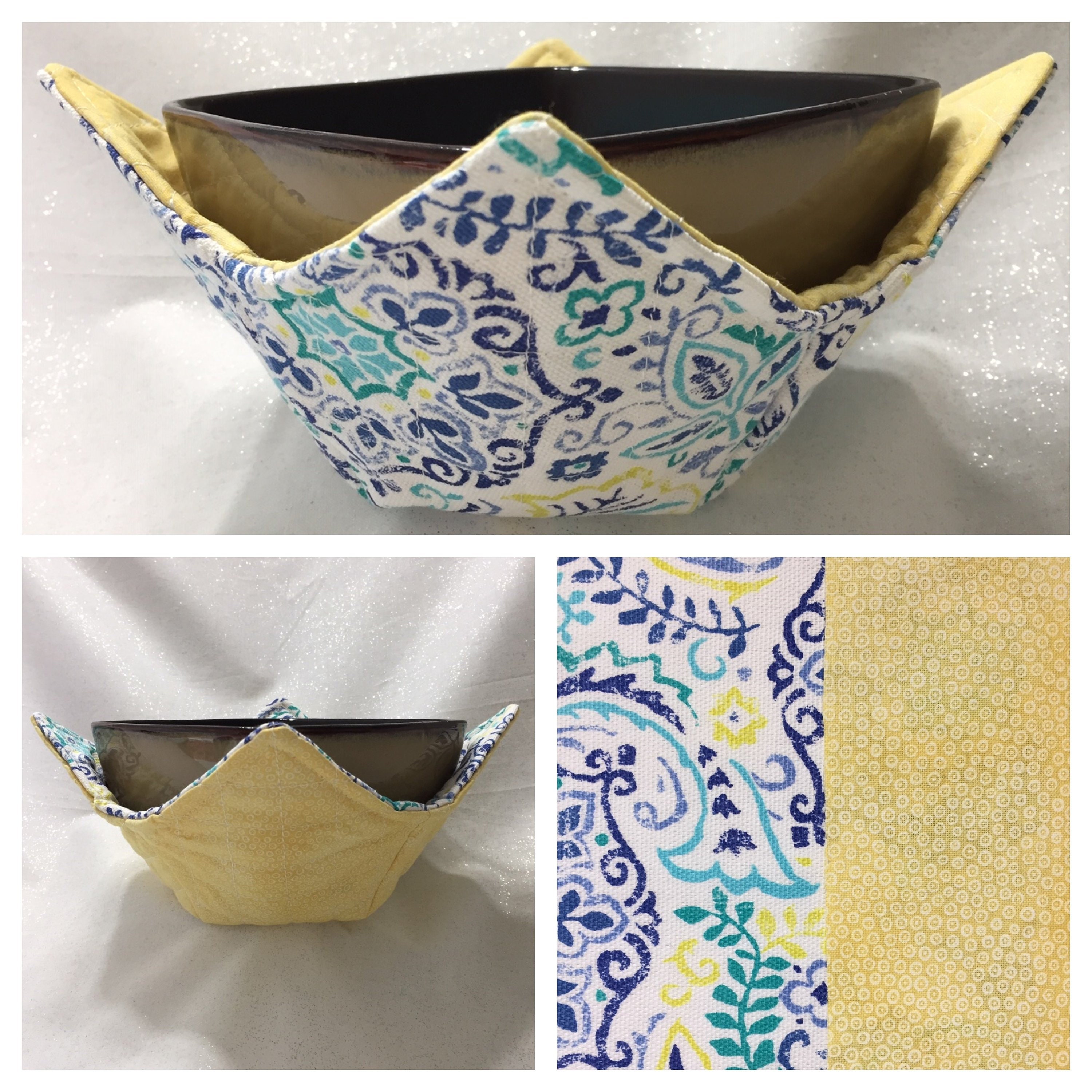 Handmade Microwavable Bowl Cozy Purple Floral