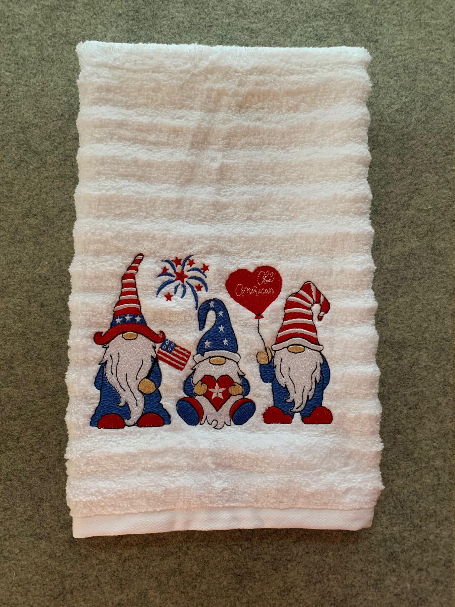 Gnome Hand Towel All American Gnomes 4th of July Towel Etsy