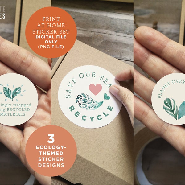 Recycle Printable sticker labels | Small business stickers | Eco-friendly Stickers |  Recycle Stickers | Sustainable Packaging