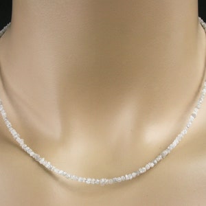 Raw diamond necklace - necklace in white, 22 carat, rare.