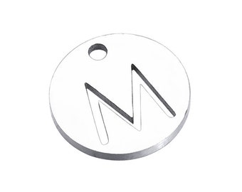 SC5325 4 Letter M Heart Charms Antique Silver Tone Alphabet Charm