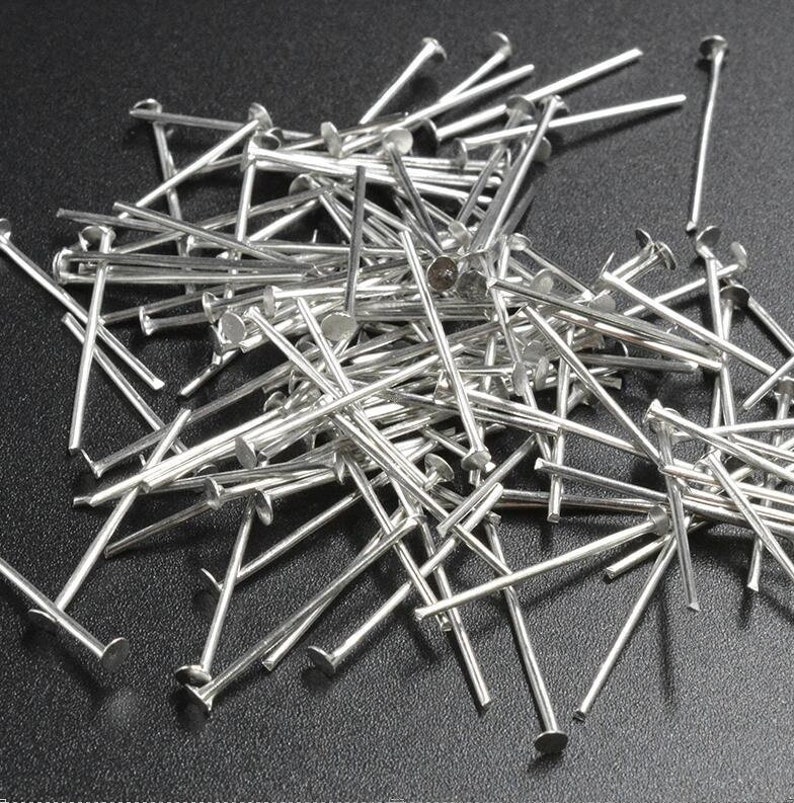 100 Flat Head Pins 16mm Silver Tone J304 Etsy