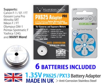 1.35V MR-9 PX625 Battery Adapter PRO + Battery for Olympus OM1 / Canon F-1 / Leica M5 Film Camera **Made in UK**