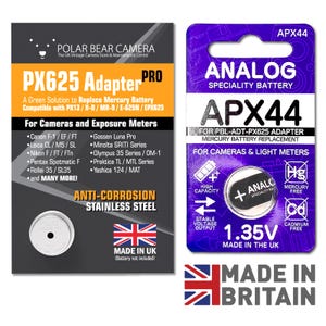 1.35V MR-9 PX625 Battery Adapter PRO + Battery for Olympus OM1 / Canon F-1 / Leica M5 Film Camera **Made in UK**