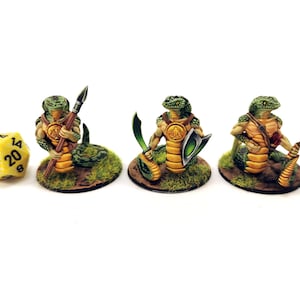 Snake Warriors - Set 3x | Not Painted | 28mm Dungeons and Dragons Miniatures