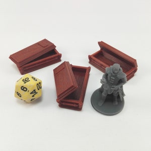Coffins - Set 3x | 28mm Dungeons and Dragons Terrain | DnD Terrain | Tabletop Terrain