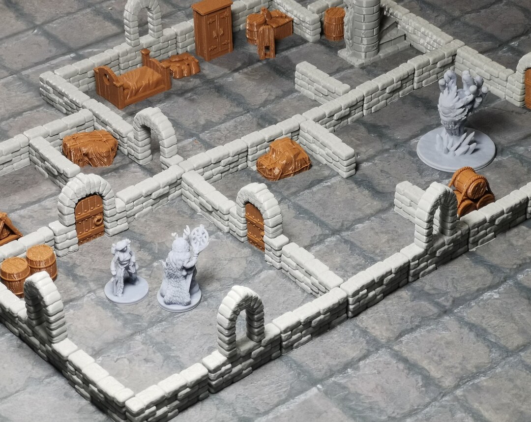 Modular Dungeon Walls | Set 50x | 28mm | Dungeons and Dragons Terrain ...