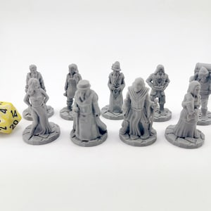 Townsfolk NPCs | Set 9x | 28mm Dungeons and Dragons Miniatures