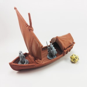 Skiff Boat | 28mm Dungeons and Dragons Terrain | DnD Terrain | Tabletop Terrain
