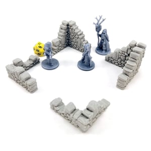Ruined Corners Walls | 28mm | Dungeons and Dragons Terrain | Heroquest Terrain