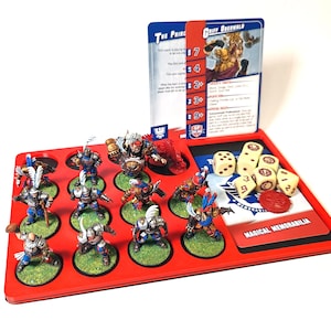 Blood Bowl Miniature, Dice & Cards Holder | 3D Printed Organizer for Skirmish Games