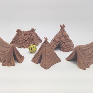Tents - Set 5x | 28mm Dungeons and Dragons Terrain | DnD Terrain | Tabletop Terrain