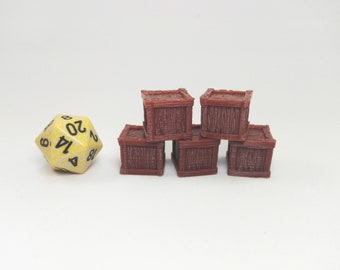 Small Crates - Set 5x | 28mm Dungeons and Dragons Terrain | DnD Terrain | Tabletop Terrain