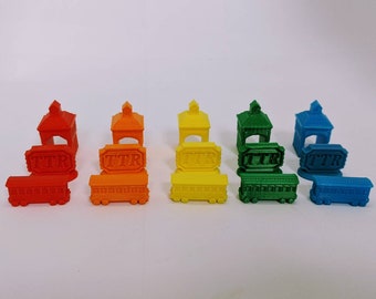 3D Printed Train Set, Stations & Score Markers for Ticket to Ride